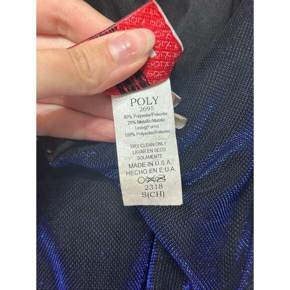 Vintage Poly Midnight Blue Halter 70's Style Evening Maxi Dress Women's Small - Picture 5 of 12